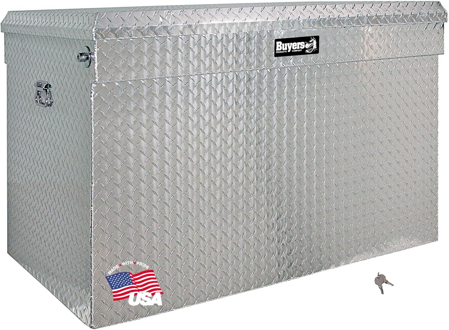 Buyers Products 1712120 Aluminum Diamond Tread All Purpose Chest Tool Box, 30 x 30 x 49 Inch, Made in the USA, Jumbo Toolbox For Work Site Storage & Organization, Durable Contractor Job Box