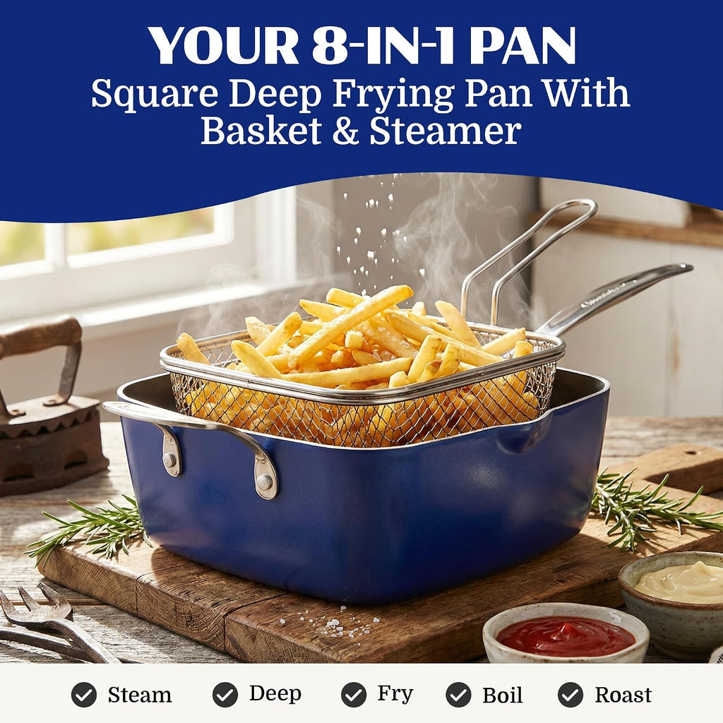 Granitestone Ceraluxe 20 Pc Ceramic Cookware Set Nonstick, Complete Pots and Pans Set Non Stick with 5 Pc Bakeware Set, Deep Frying Pan Set, & Steamer, Non Toxic PFOA Free, Oven & Dishwasher Safe