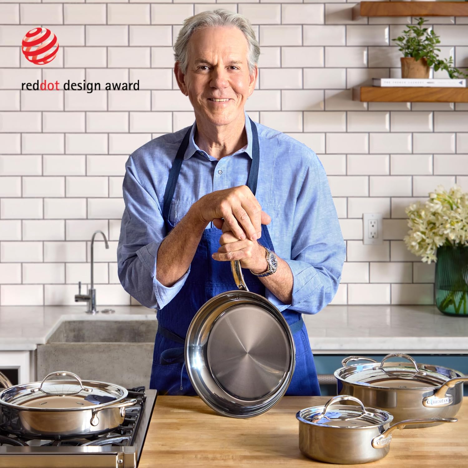 Hestan NanoBond Molecular Titanium Stainless Steel 10-Piece Cookware Set - PFAS-Free - Induction Compatible, Dishwasher Safe, Oven & Grill Safe to 1050F, Handcrafted in Italy
