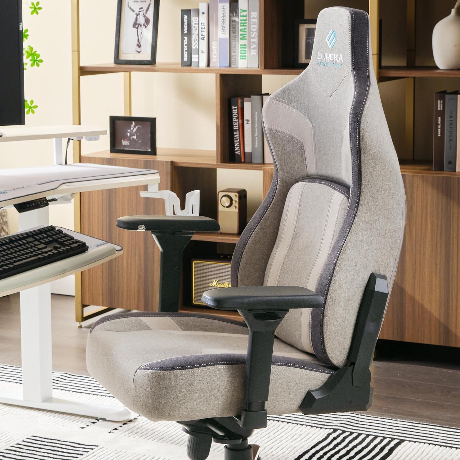 EUREKA ERGONOMIC Gaming Chair GC08, Computer Gamer Chair with Lumbar Support, Ergonomic Gamer Chairs with 4.3in Thicken Seat Cushion, Racing Style Gaming Chairs for Adults, Grey
