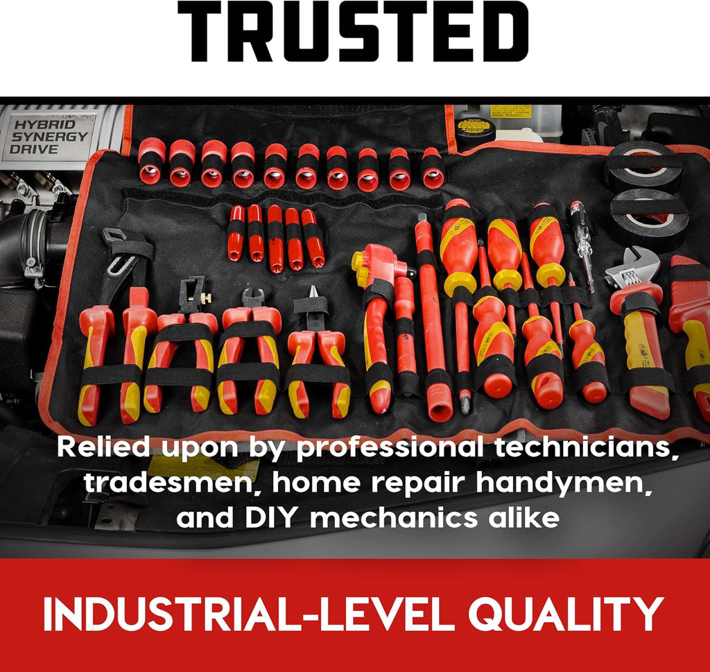 Powerbuilt 33-Piece VDE Tool Set, Insulated Ratchet, Screwdrivers, Sockets, Acessories, High-Voltage Electrical and Hybrid Vehicles, Home Repair, Certified High-Quality - 642938