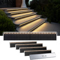 SHONELIGHTING Solar Step Lights for Outside, 33 Focused-Beam High-Brightness LEDs, Waterproof Aluminum Outdoor Stair Light for Risers, Curbsides, Poolsides, Planter Edges (Warm White, 6Pack)