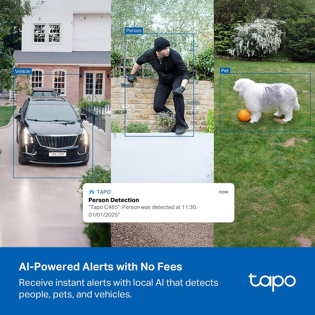 Tapo MagCam 4K Outdoor Wireless Security Camera - Battery with Integrated Solar, Magnetic Mount, Person/Vehicle Detection, 24/7 Capture, Subscription-Free Local Storage or Optional Cloud, C465