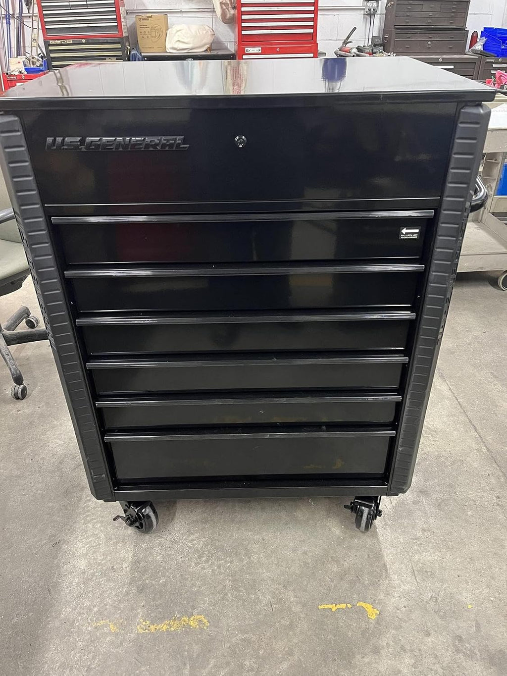 US GENERAL Full Bank Service Tool Cabinet/Cart, Black 34 inch Storage Organizer on Wheels