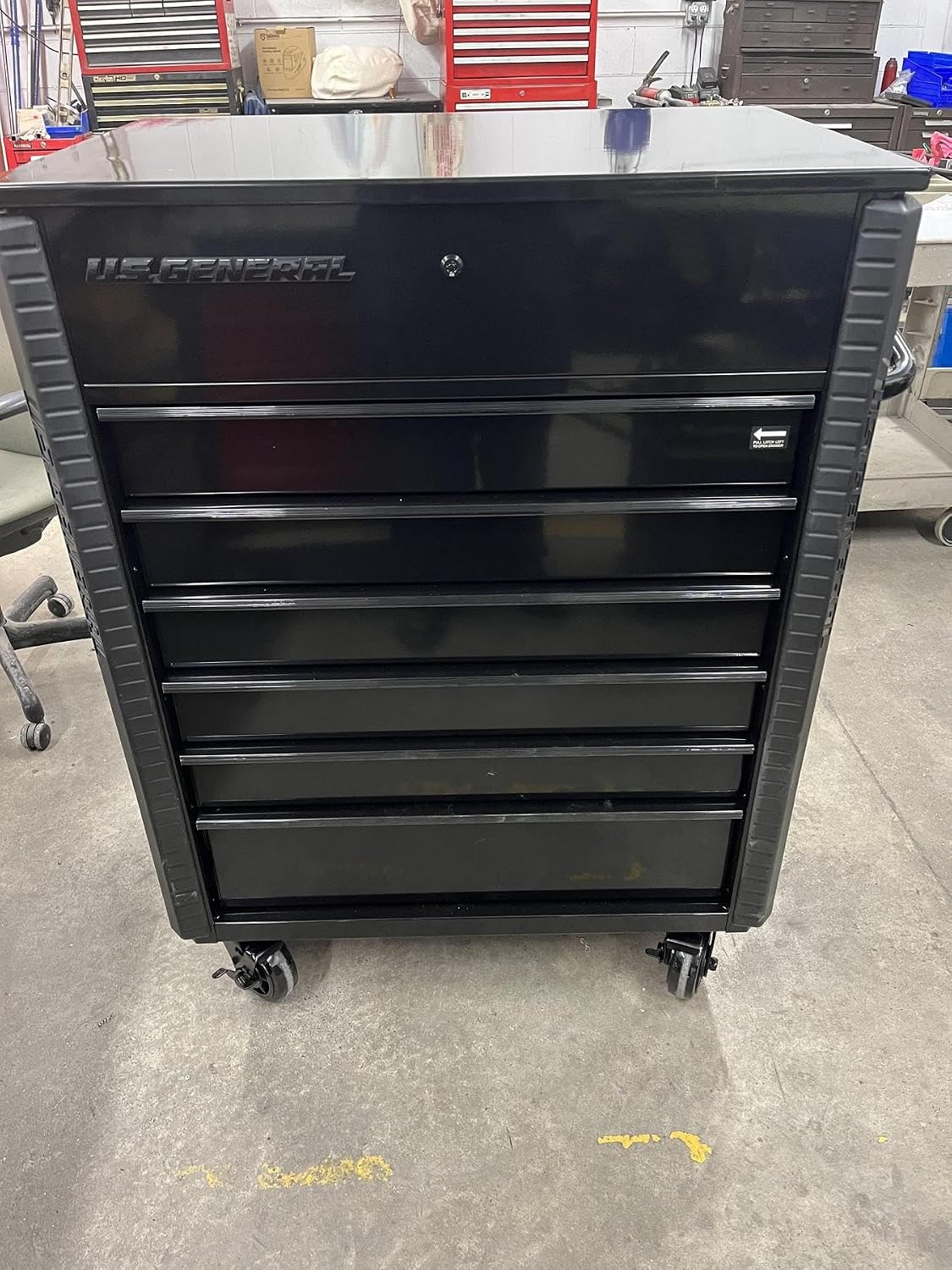 US GENERAL Full Bank Service Tool Cabinet/Cart, Black 34 inch Storage Organizer on Wheels