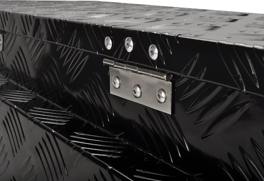 29 Inch Aluminum Utility Trailer Tongue Tool Box Wide Utility Trailer Tongue Toolbox RV Storage OrganizerTrailer Storage Tool Box With Lock & Keys Black, 5 Bar Tread (29'X16.5'X18')