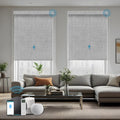 Motorized Roller Shade, 100% Blackout Smart Window Blinds Work with Homekit, Alexa, Google Home, Remote Control, Electric Blinds with USB/Solar Pannel Charging,Gentle Pale Grey