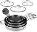 NutriChef 7-Piece Tri-Ply Stainless Steel Frying Pan Set & Wok – Nonstick, Induction Compatible, Oven Safe, Scratch-Resistant, Dishwasher Safe