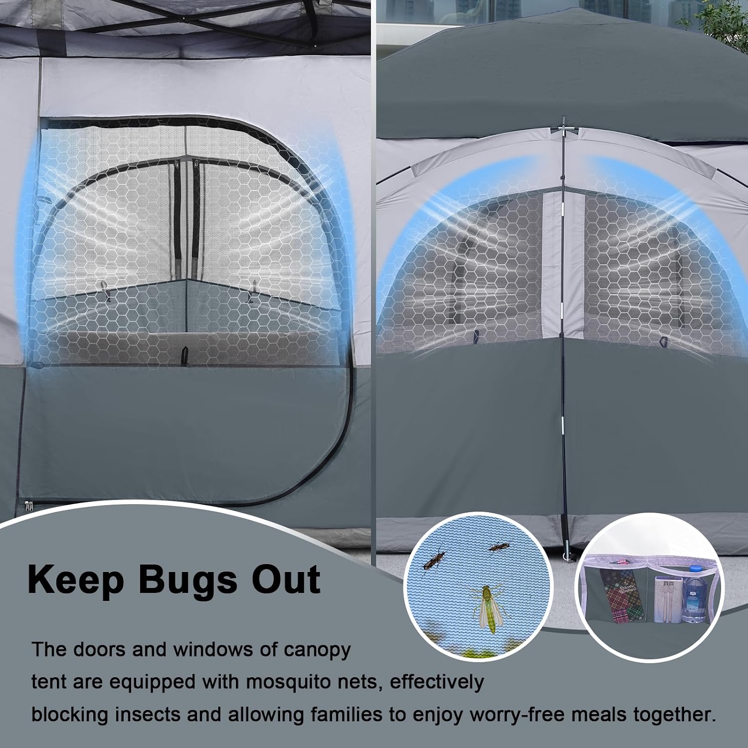 KAMPKEEPER Canopy Side Tent,4-6 Person Camping Cube Tent for 10x10 Pop Up Canopies,Easy Up Gazebo with Window,Compatible with 10' Wide Canopy Tents