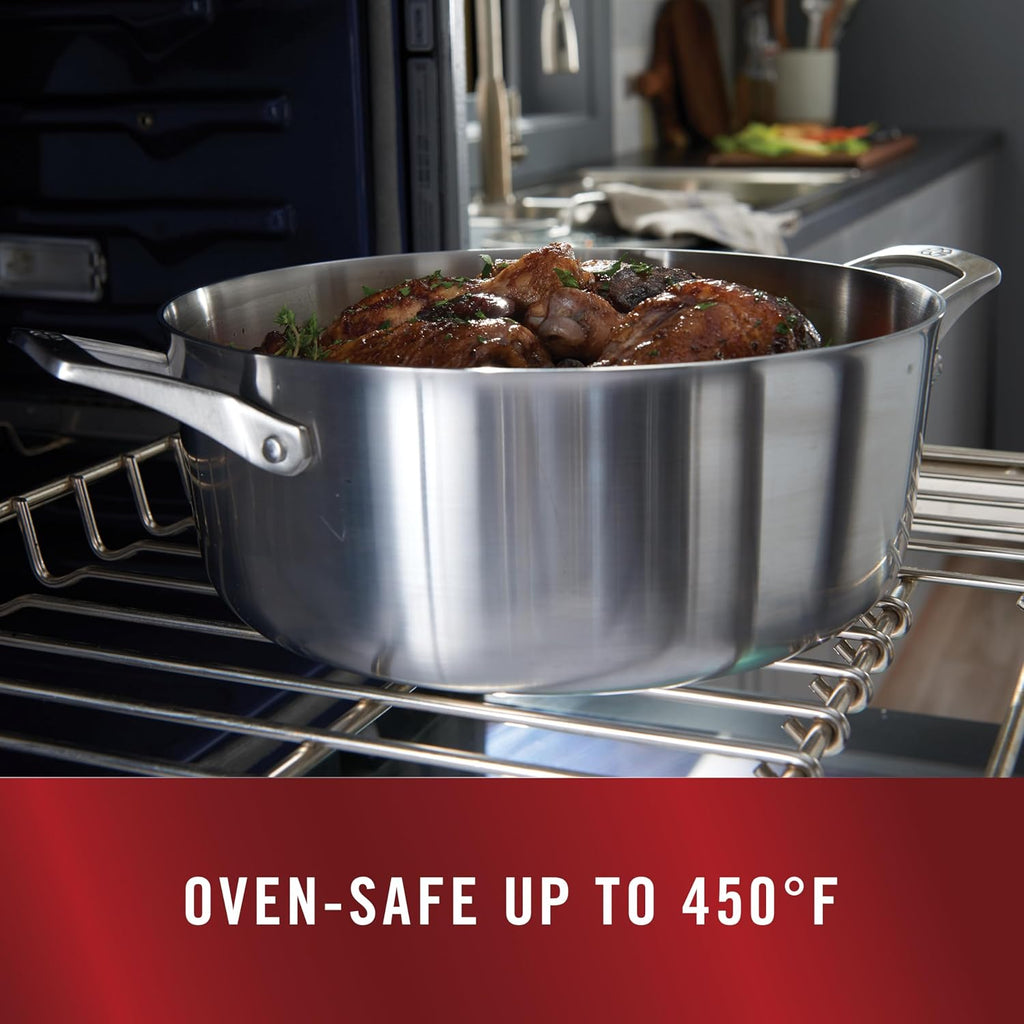 Calphalon Stainless Steel Kitchen Cookware, 11-Piece Pots and Pans Set with Stay-Cool Handles, Dishwasher & Oven Safe, Silver