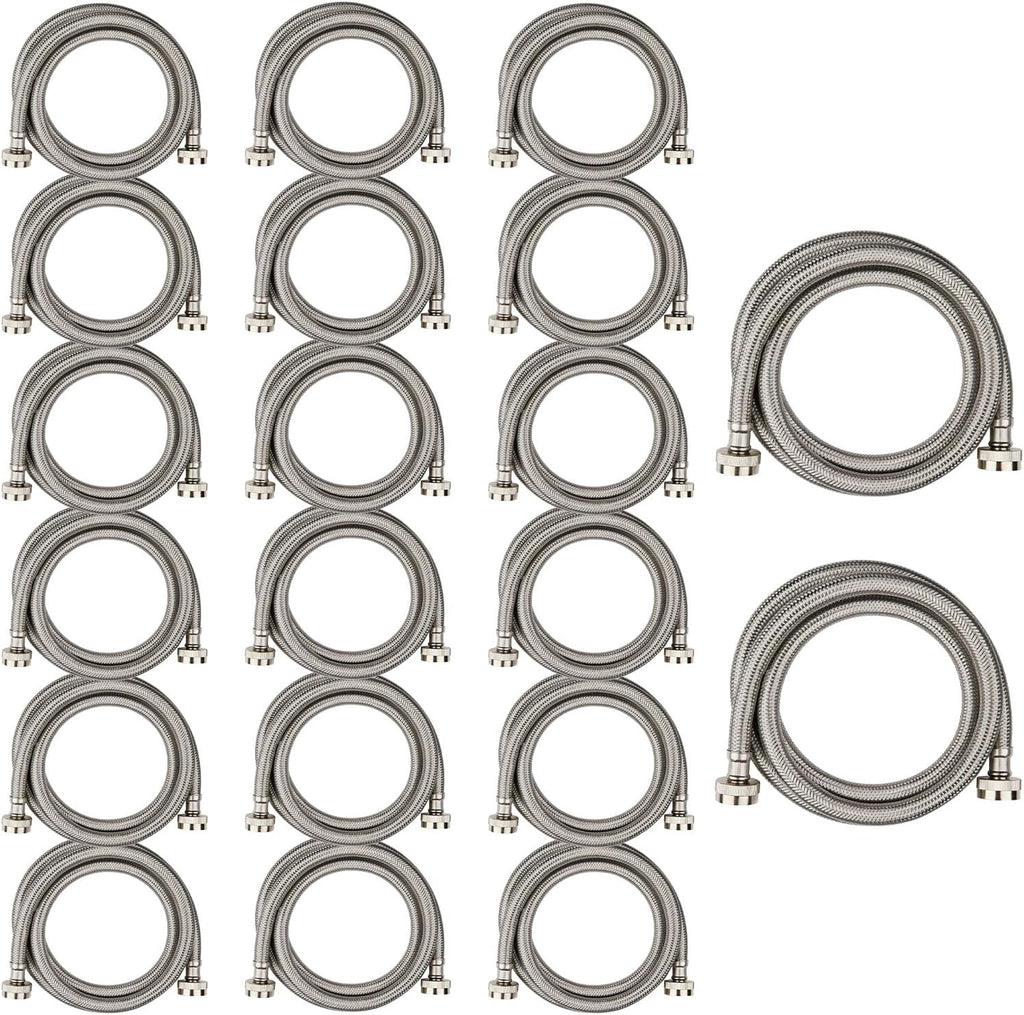 20 Pack Foskan 5FT Stainless Steel Braided Washing Machine Hose,Burst Proof PVC Core for Hot and Cold Water Supply Lines (5FT)