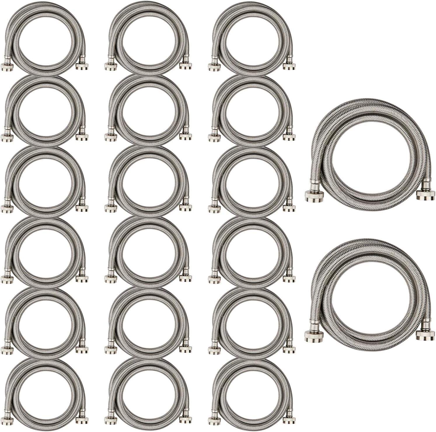 20 Pack Foskan 5FT Stainless Steel Braided Washing Machine Hose,Burst Proof PVC Core for Hot and Cold Water Supply Lines (5FT)