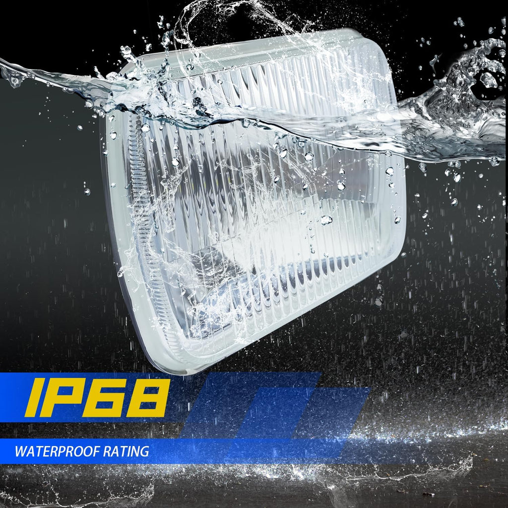 For Chevrolet Monte Carlo SS 1980 1981 1982 1983 1984 1985 1986 1987 1988, 4x6 inch Rectangular Hi-Low Sealed Beam Lights,With 4 pcs H4 6000K White LED Light Bulbs, with Adapter,8-Pack