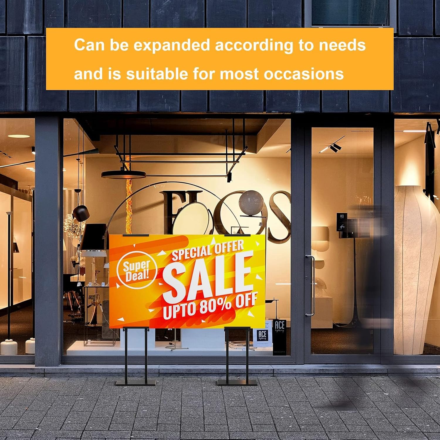 WHAUU 6Pack Sign Holder Display Stand,Heavy Duty Adjustable Pedestal Sign Stand Up to 75 inch,Double-Sided for Board & Foam,Sign Stand with Base,Fit Wedding,Restaurant,Business(Poster not Included)