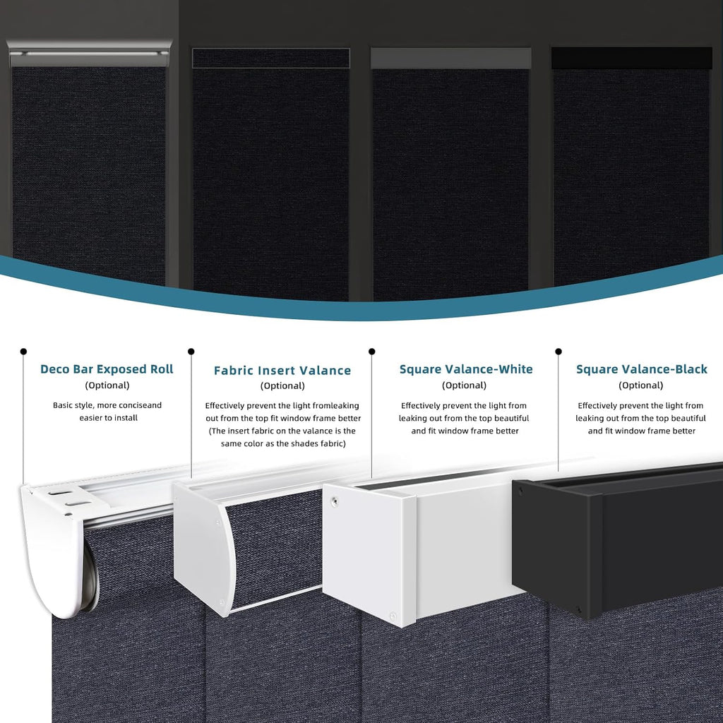 Electric Blinds Compatible with Alexa,Google Home,Motorized Roller Shades with Valance,100% Blackout Automatic Shades for Home&Office,Dark Raven Black