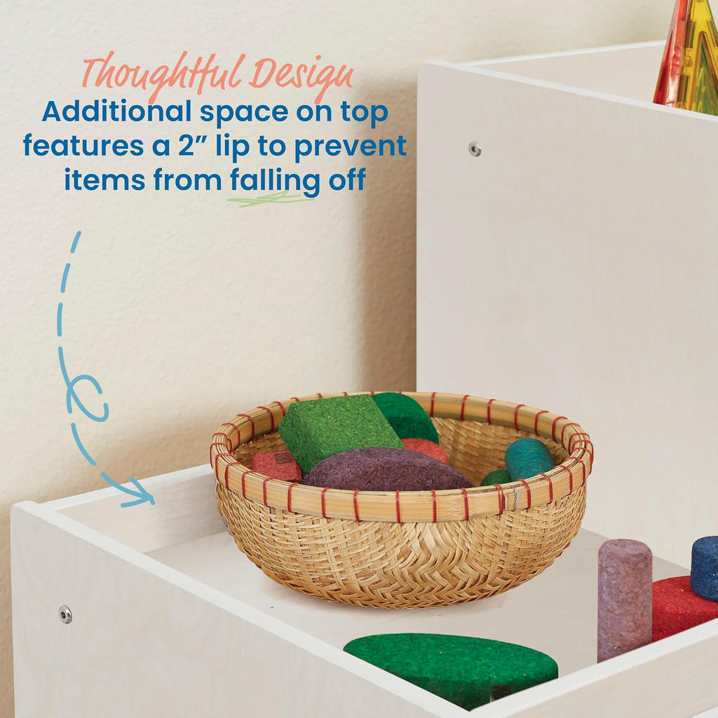 ECR4Kids 4-3-2-1 Double-Sided Cube Storage Organizer, Classroom Furniture, White Wash