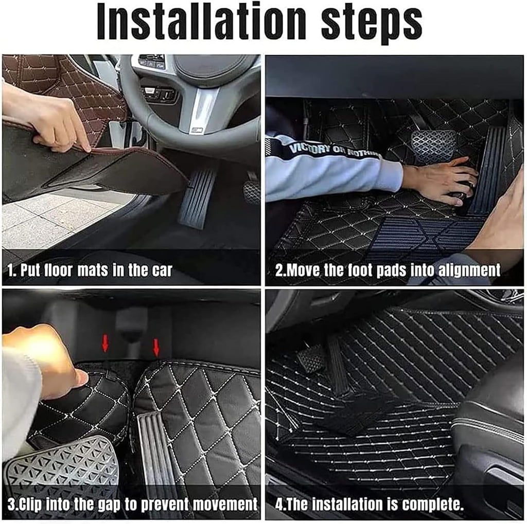 Car Floor Mats for Dacia Duster 2017-2022, Custom PU Leather Full Coverage Floor Mats All Weather Protection Waterproof Anti-Slip Carpet Pads Interior Accessories,A/Beige