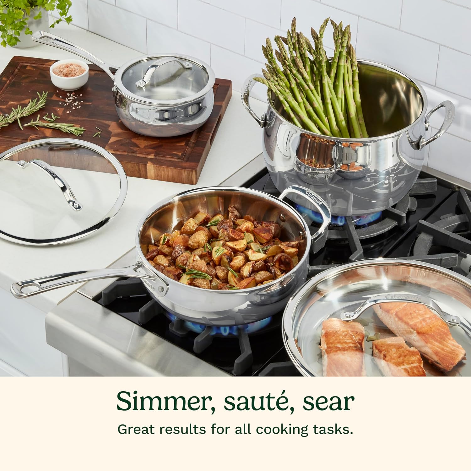 Cuisinart 15 Piece PureClad Triple-Ply, Stainless Steel, Cookware Set, PCST-15