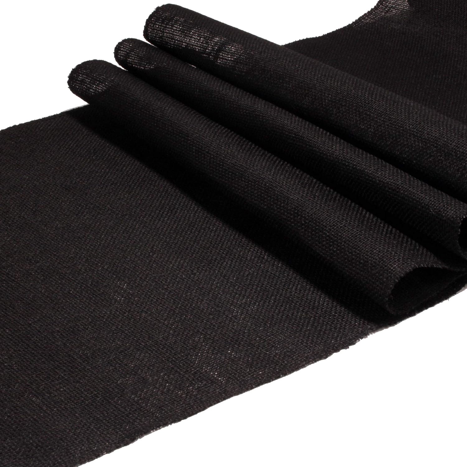 BambooMN Black 15' x 88' Vintage Burlap Table Runner for Rustic Wedding Bridal Shower Bachelorette Graduation Party Table Decor Decorations, 30 Pieces