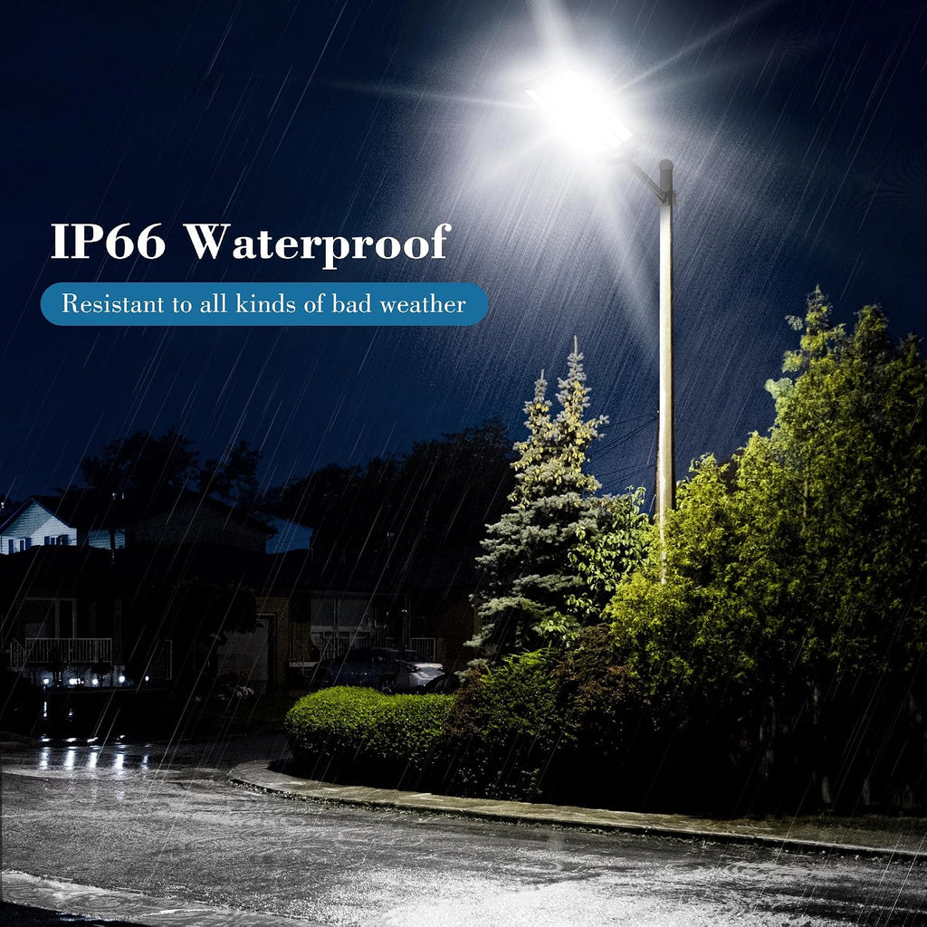 OKPRO 15000W Solar Street Light, 7000K Solar Lights Outdoor Waterproof Motion Sensor, Solar Security Light IP66 Waterproof, Solar Street Lights Outdoor Dusk to Dawn for Parking Lot, Yard, Farm
