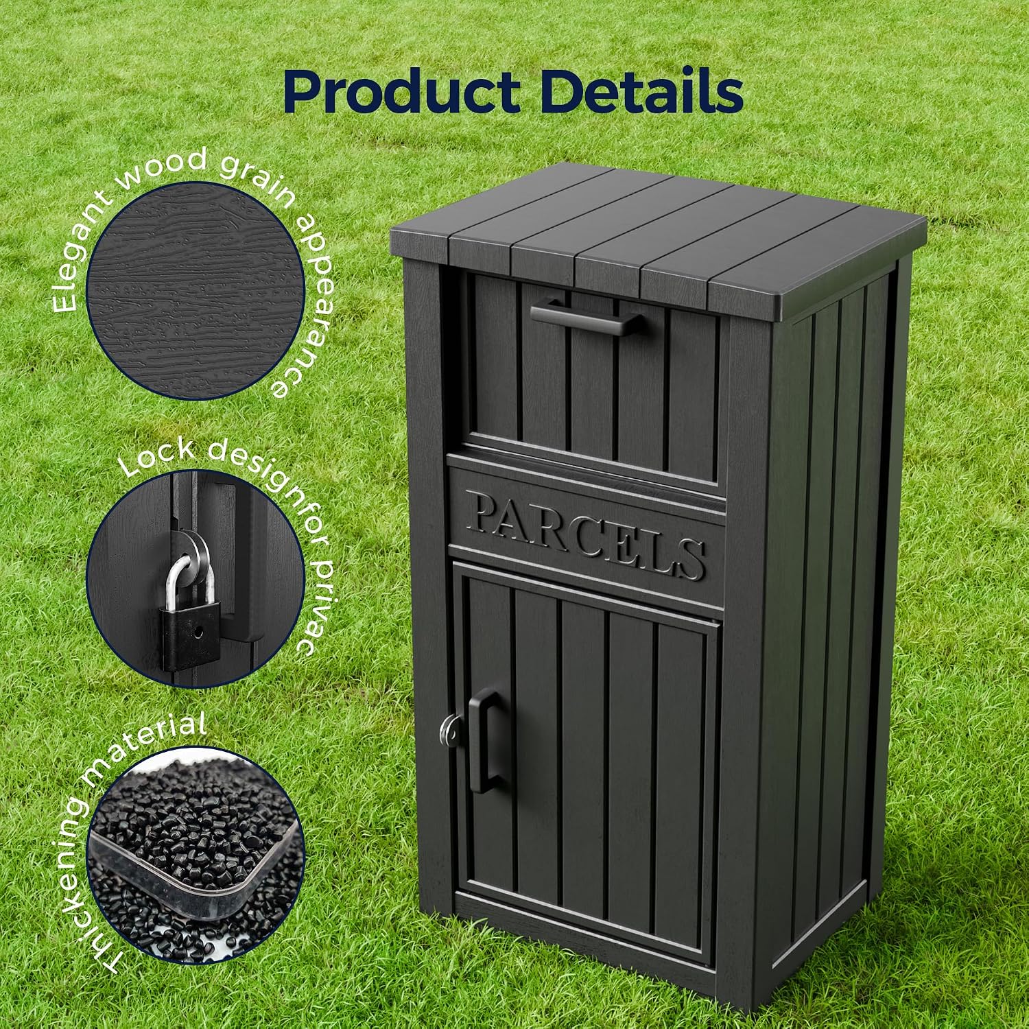 Outdoor Package Delivery Boxes, Lockable Anti-Theft Waterproof Delivery Boxes for Outdoor Use, Package Drop Box for for Porch, Curbside, House Storage, Black