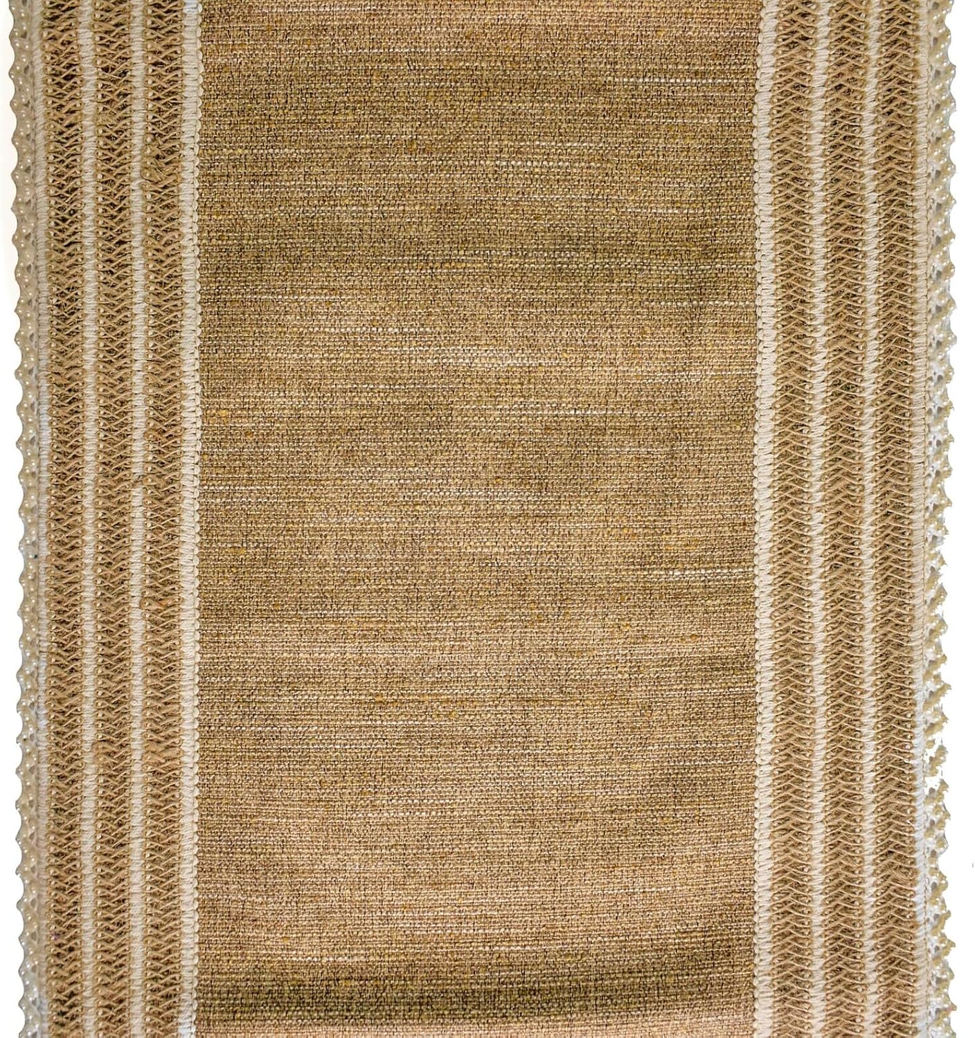 The HomeCentric Decorative Beige 8-10 Seater Table Runner 14 x 120 inch, Lace, Burlap, Moroccan, Boho, Jute, Solid Table Runner for Party, Dining, Outdoor, Kitchen, Contemporary - Jute Table Charm