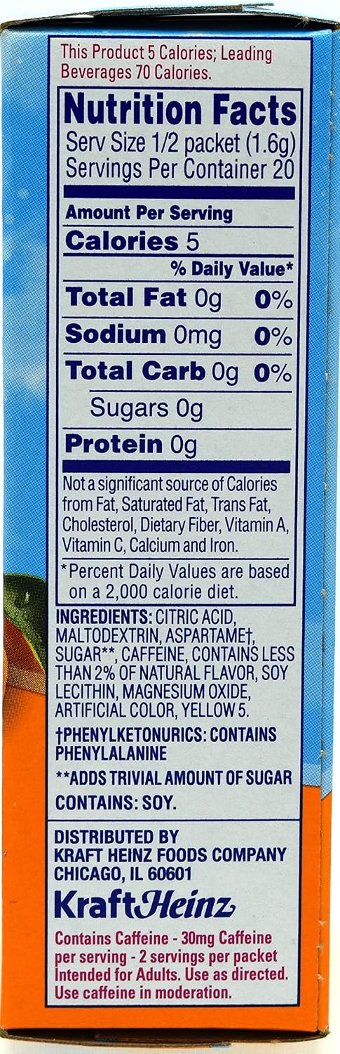 Crystal Light On-The-Go Drink Mix Packets with Caffeine, Zero Sugar Powdered Water Enhancer, Natural Flavor Low Calorie Energy Beverage Mix, Citrus, 0.09 Ounce Packets, 10 Count (Pack of 26)