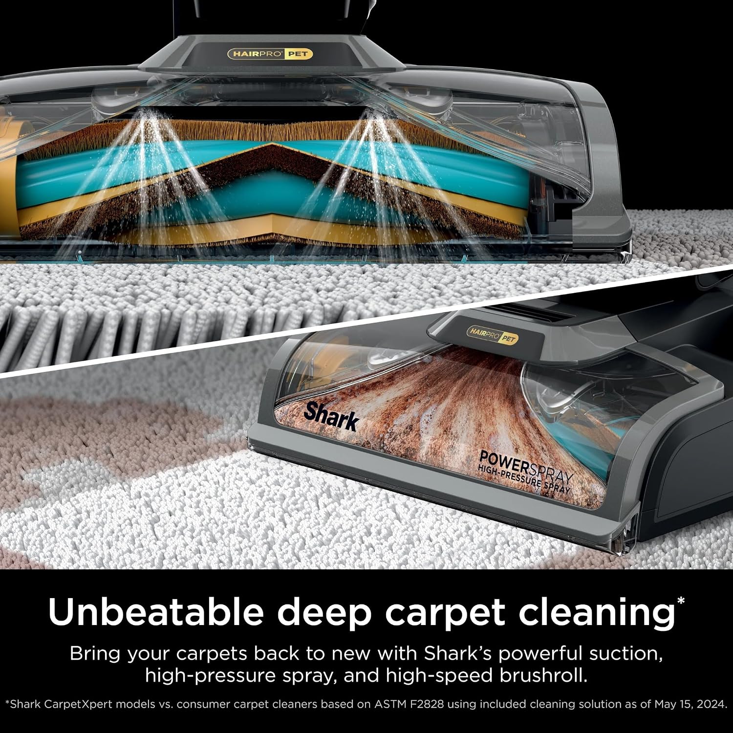 Shark EX300 CarpetXpert HairPro with StainStriker Technology Upright Vacuum, Built-in Spot & Stain Eliminator, Perfect for Pets & Hair Removal, 3 Cleaning Tools, Cleaning Solution (Renewed)