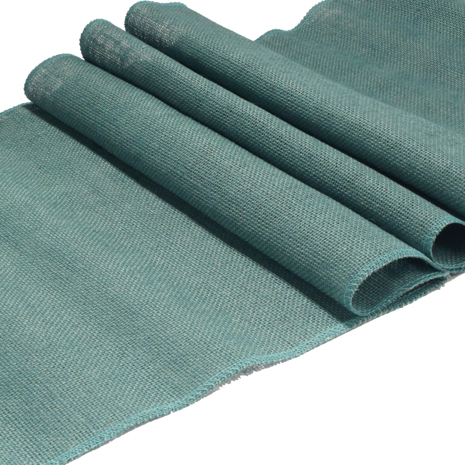 BambooMN Steel Blue 15' x 88' Vintage Burlap Table Runner for Rustic Wedding Bridal Shower Bachelorette Graduation Party Table Decor Decorations, 30 Pieces