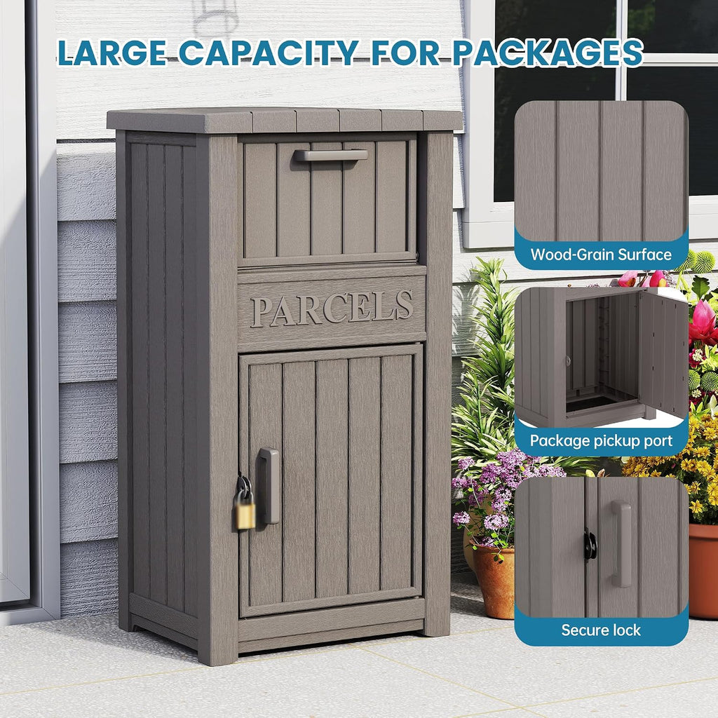Package Delivery Box for Outside, Large Lockable & Weatherproof Anti-Theft Large Parcel Drop Box for Porch, Curbside, House Storage, Charcoal Gray(60 Gallon)
