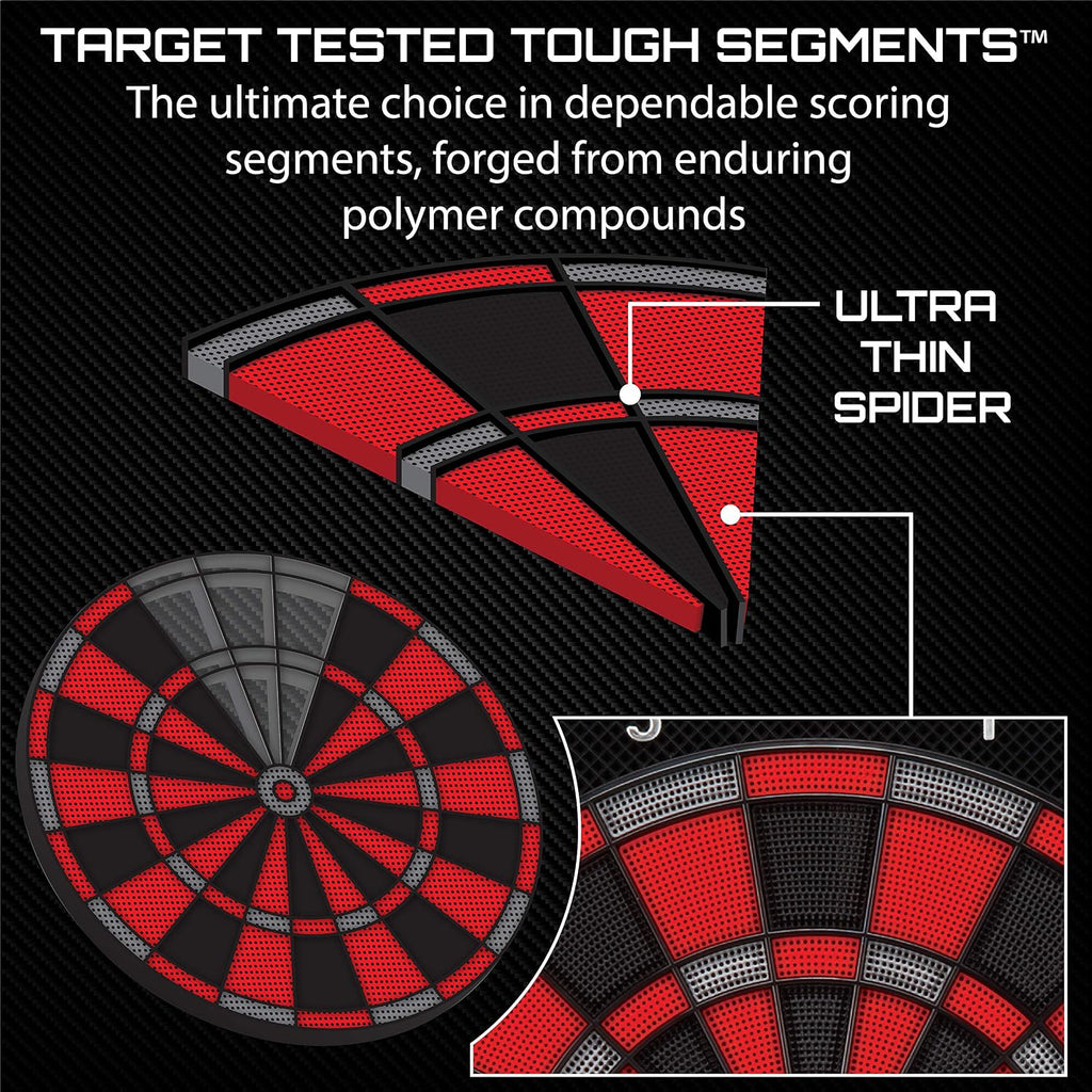 Viper Solar Blast Electronic Dartboard, 15.5 in Regulation Target, 43 Games, 16 Players, LED Scoreboard, 6 Darts Included, Black