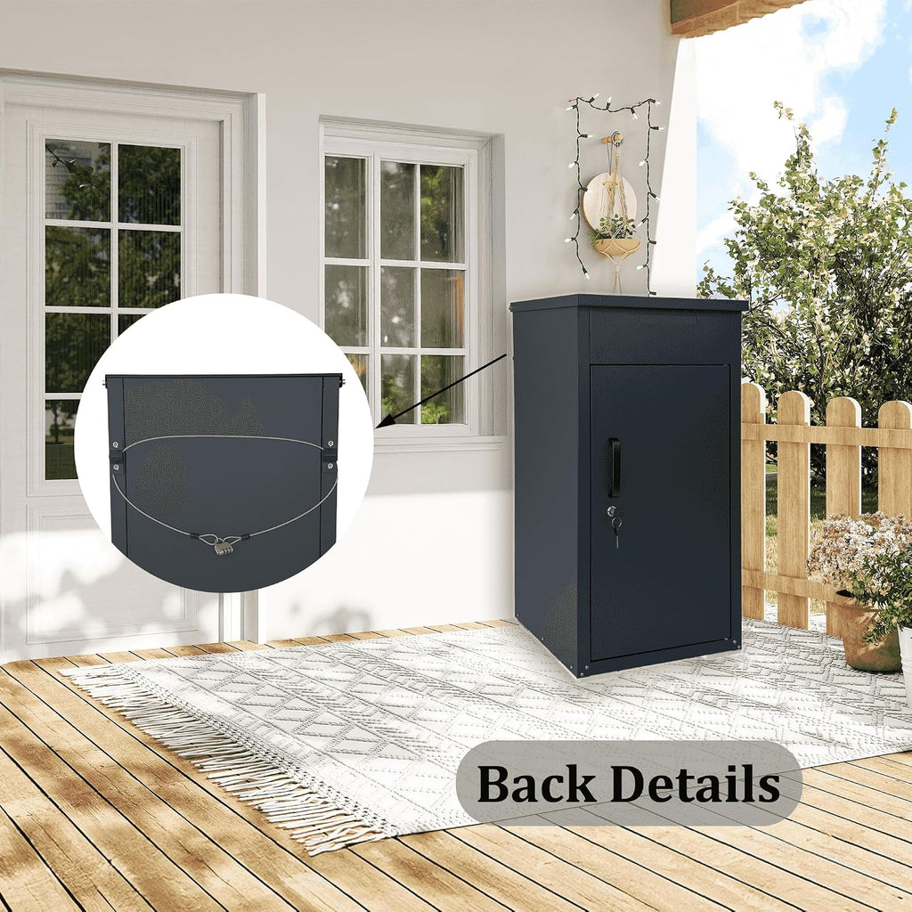 Package Delivery Box for Outside, Large Parcel Drop Box with Top Drop Chute for Packages, Anti-Theft Lockable Package Mailbox with Drop Slot for Mails & Home Porch Use 34'×16'×17'