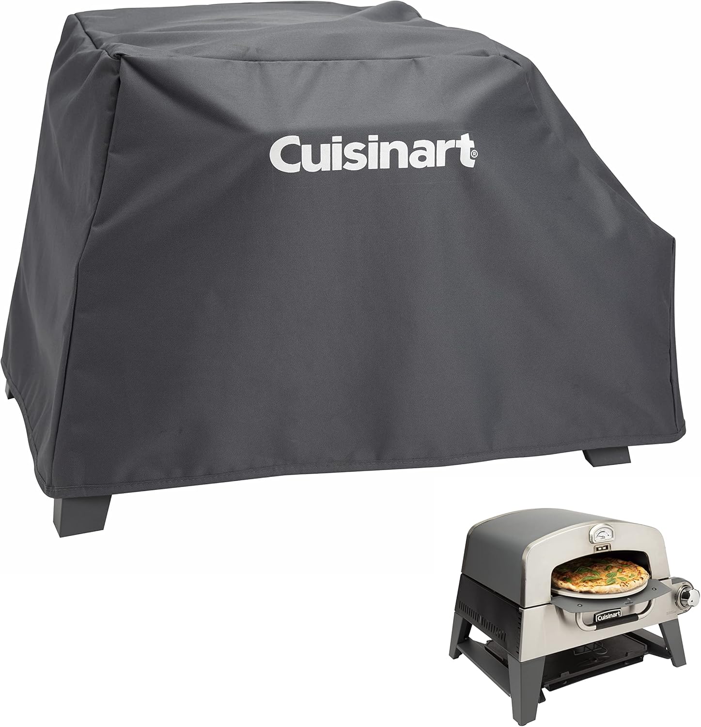 Cuisinart CPT-2110 Fold 'n Go Prep Table & Grill Stand, Portable Outdoor Food Prep Station & CGC-103 3-in-1 Pizza Oven Grill Cover, (Cover fits CGG-403)