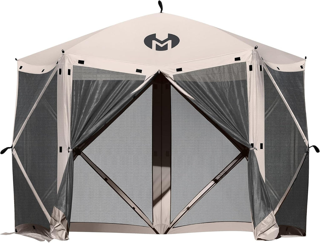 MCombo 10x10ft 5-Sided Pop-Up Gazebo Tent Only, Screened Outdoor Shelter with Netting, Quick Setup Patio Pavilion, No Wind Panels Included, 1024 (Tan, 10x10ft Pop-Up Gazebo Tent Only)