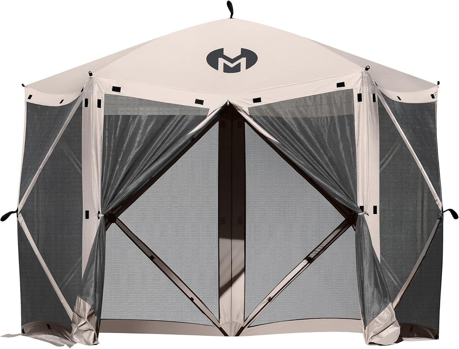 MCombo 10x10ft 5-Sided Pop-Up Gazebo Tent Only, Screened Outdoor Shelter with Netting, Quick Setup Patio Pavilion, No Wind Panels Included, 1024 (Tan, 10x10ft Pop-Up Gazebo Tent Only)