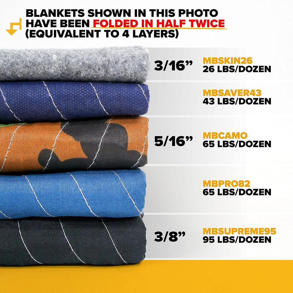 US Cargo Control 26 lb/Dozen, 80'x72' Large Moving Blanket, MBSKIN Skin, 24-Pack