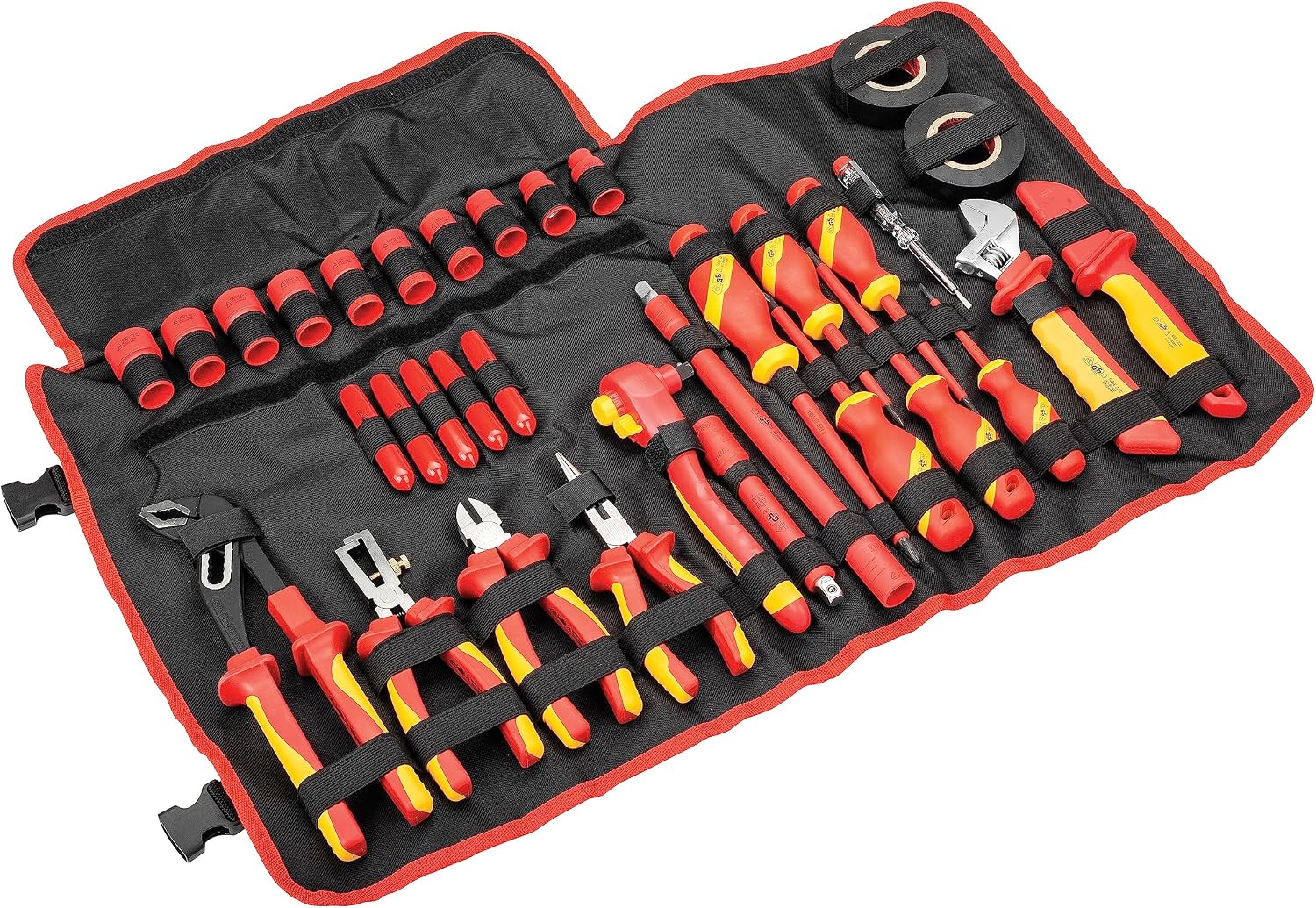 Powerbuilt 33-Piece VDE Tool Set, Insulated Ratchet, Screwdrivers, Sockets, Acessories, High-Voltage Electrical and Hybrid Vehicles, Home Repair, Certified High-Quality - 642938