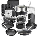 20 Pc Pots and Pans Set Non Stick - Granitestone Cookware Set with Frying Pan, Bakeware & Steamer, Diamond Infused, Aluminum, Non Toxic PFOA PFOS Free, Metal Utensil Safe, Oven Safe to 500°F, Black