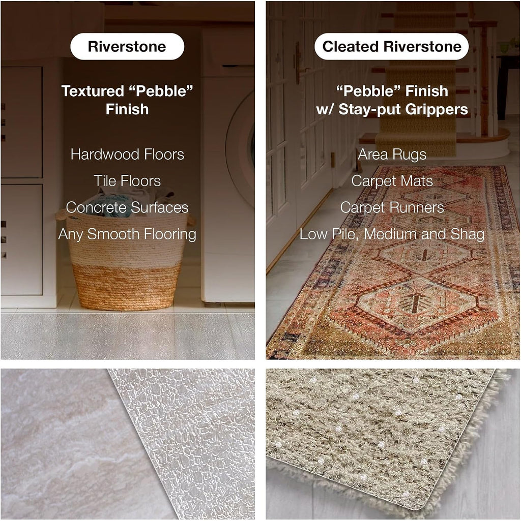 Clear Carpet Runner, USA Made, Safe, 27 x 120 Inch, 2mm Thick Cleated Vinyl, Clear Vinyl Floor Runner for Event Space Floor, Plastic Carpet Protector for Under Furniture