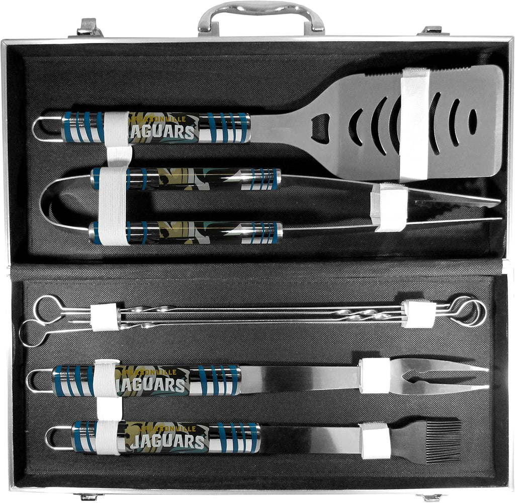NFL Siskiyou Sports Fan Shop Jacksonville Jaguars Steel Tailgater BBQ Set w/Case 8 piece Gray