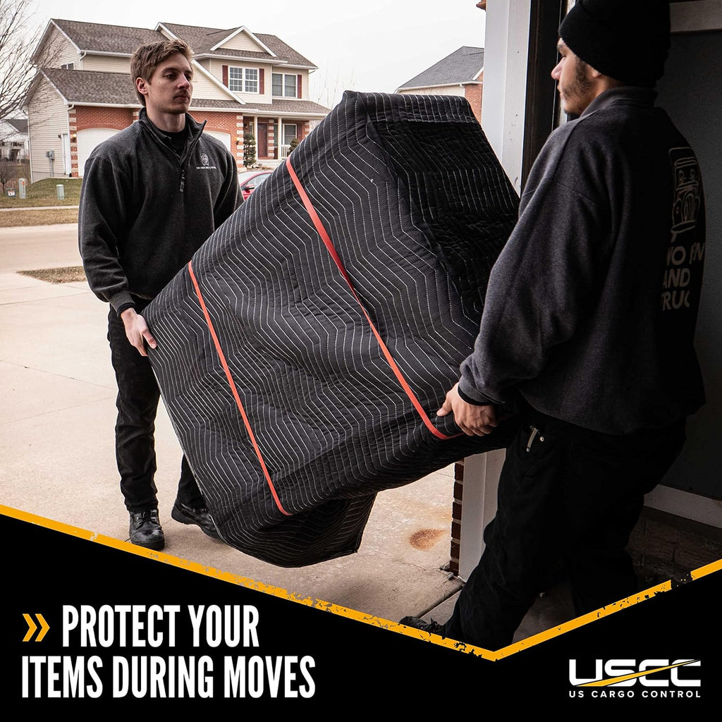 US Cargo Control Moving Blankets 80'x72' Performance Mover (75 lb/Dozen), Professional Quilted Large Moving Blankets, Furniture Packing Pads, 4-Pack