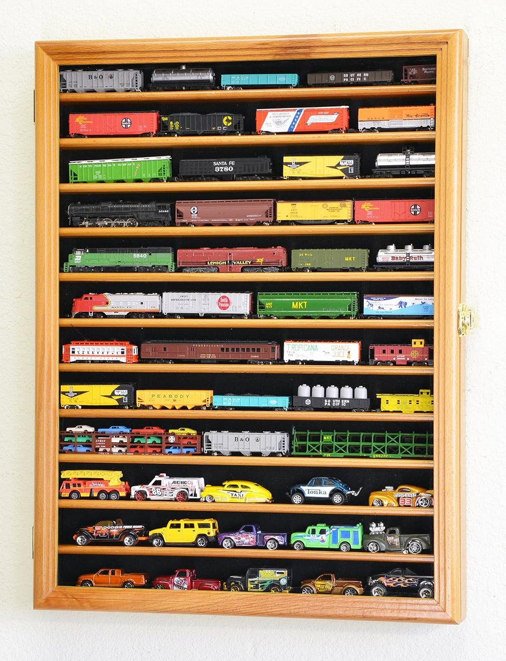 sfDisplay.com,LLC. 12 Shelves N Scale Train Model Trains Display Case Cabinet Wall Rack w/ 98% UV Lockable