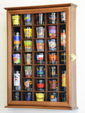 sfDisplay.com,LLC. 31 Shot Glass Shotglass Shooter Display Case Holder Cabinet Wall Rack -Walnut