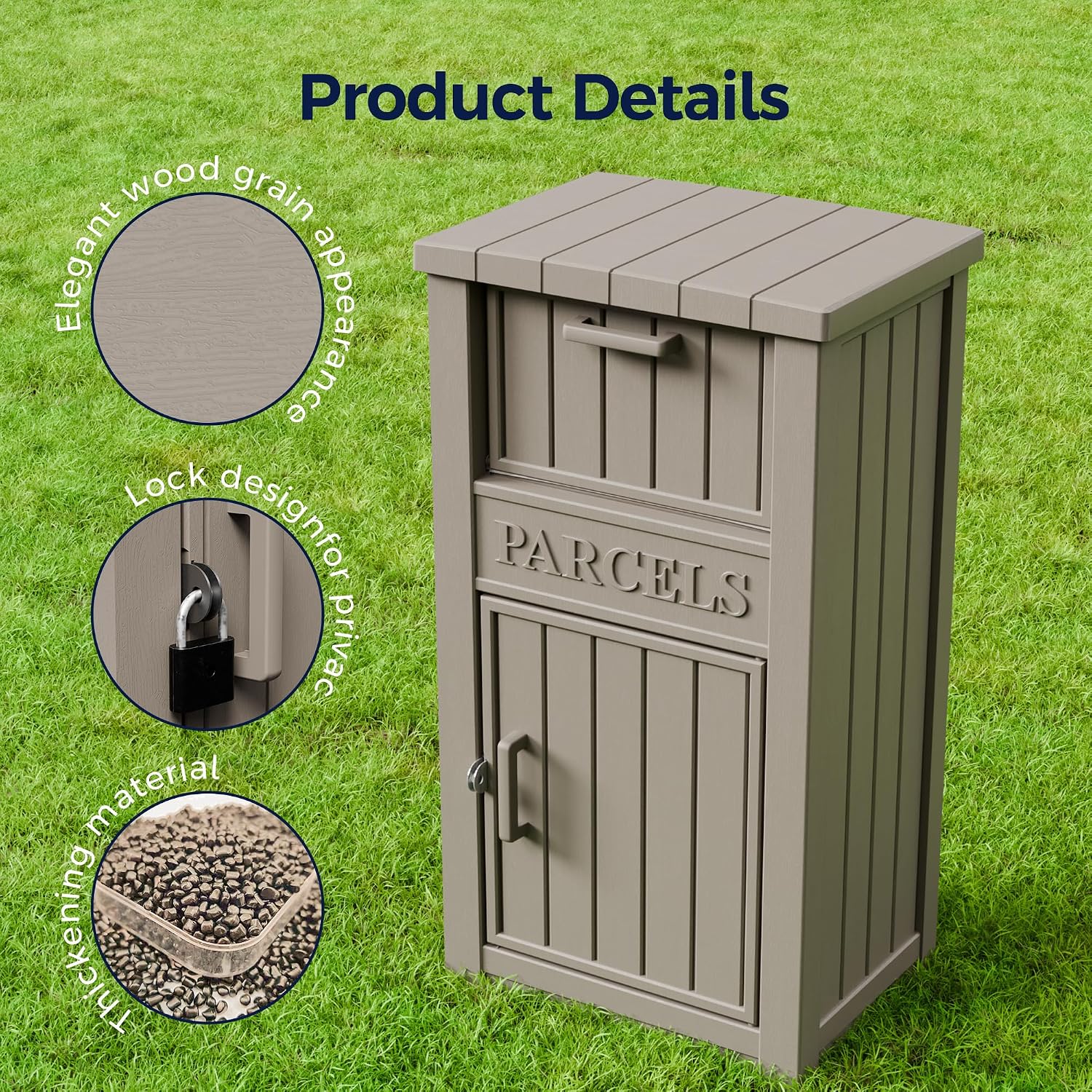Outdoor Package Delivery Boxes, Lockable Anti-Theft Waterproof Delivery Boxes for Outdoor Use, Package Drop Box for for Porch, Curbside, House Storage, Khaki