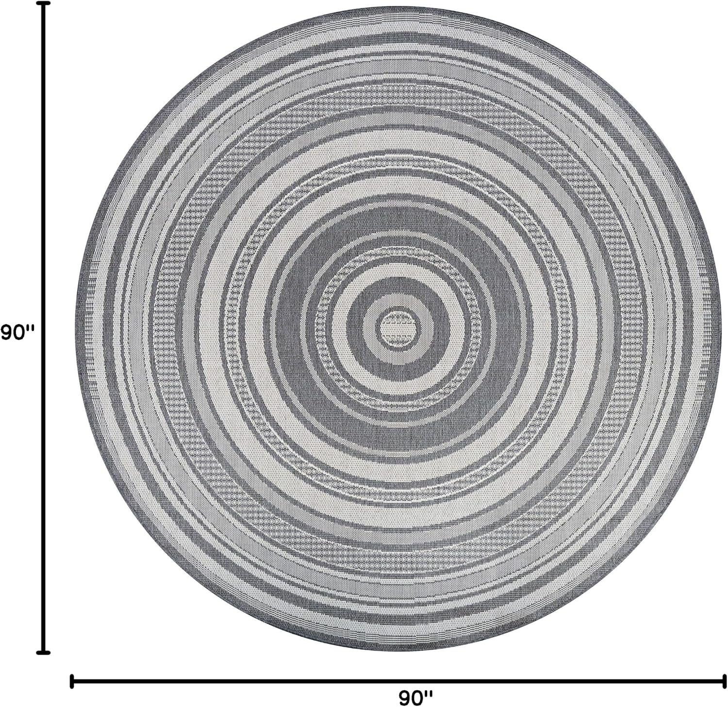 Couristan Recife Indoor Outdoor Rug - Gazebo Stripe 7'6' Round in Champagne and Grey, Low Pile, Hose Washable, Pet- Kid Friendly Home Decor for Living Room, Patio Furniture Set, Kitchen