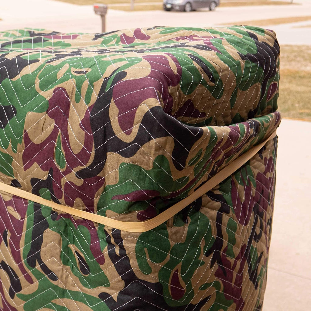 US Cargo Control 80 Inch X 72 Inch Mega Mover Moving Blankets And 25 Inch (50 Inch Fully Stretched) Moving Bands - Durable Protection During A Move Or While In Storage – 4 Blankets, 12 Rubber Bands