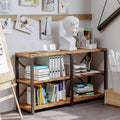 IRONCK Bookshelf Double Wide 55 in 3-Tier, Industrial Bookcases, Wood and Metal Bookshelves, Book Shelves for Home Office Decor Display