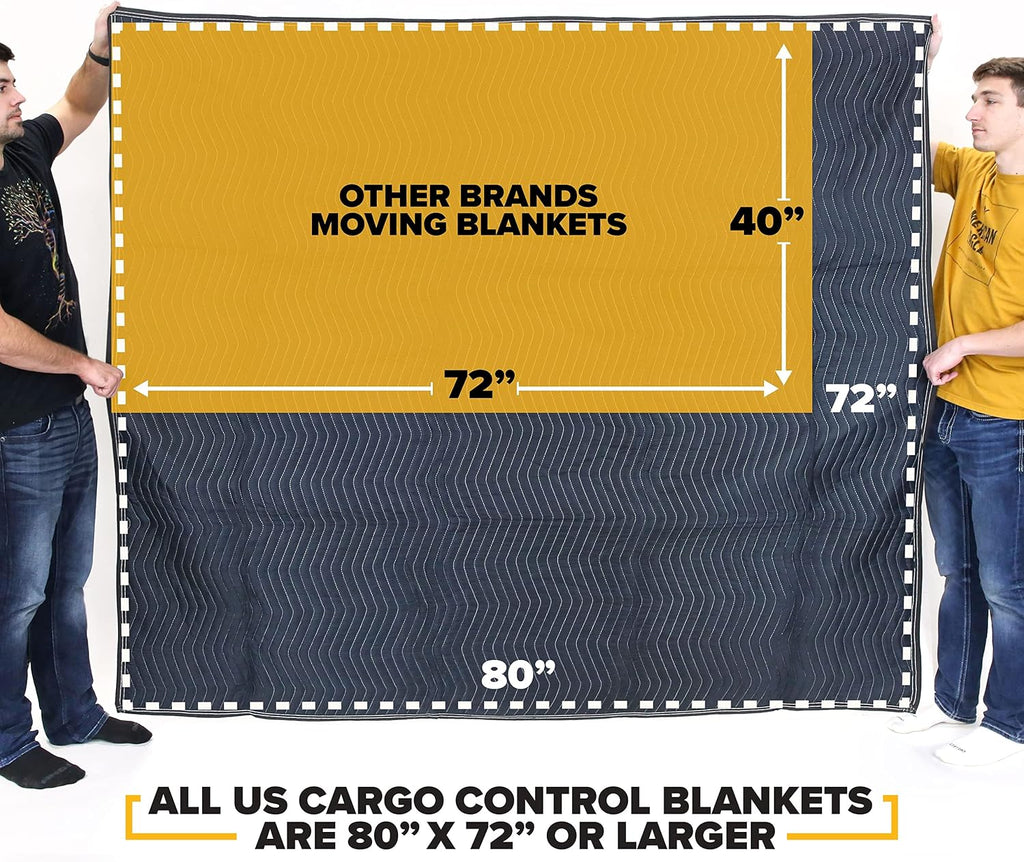 US Cargo Control Moving Blankets 80'x72' Performance Mover (75 lb/Dozen), Professional Quilted Large Moving Blankets, Furniture Packing Pads, 4-Pack