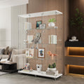 4 Shelves Glass Display Cabinet Extra Large, Curio Collection Glass Display Case for Home Office, Floor Standing Bookshelf Corner Cabinet for Book Toys Glory (White)
