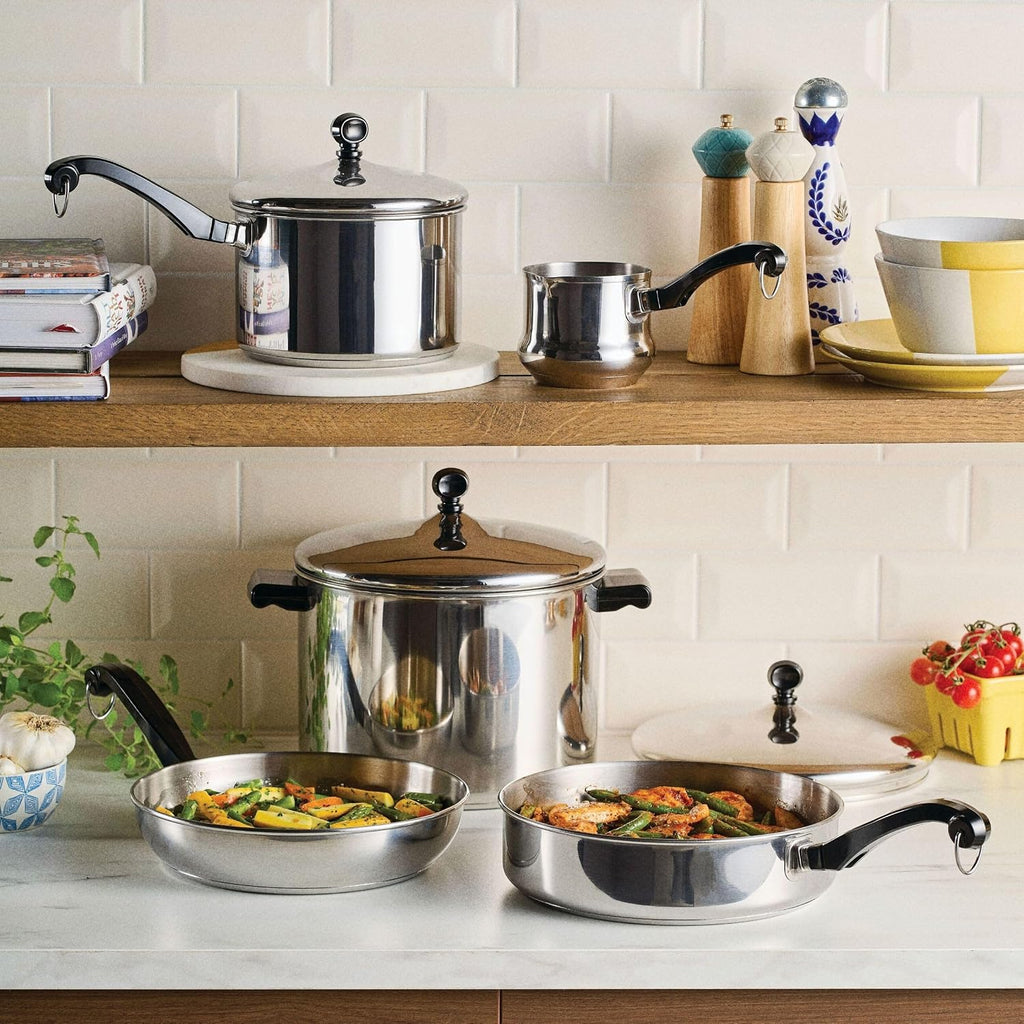 Farberware Classic Series Anniversary Edition Cookware Set, 8-Piece, Stainless Steel Pot and Pan Set
